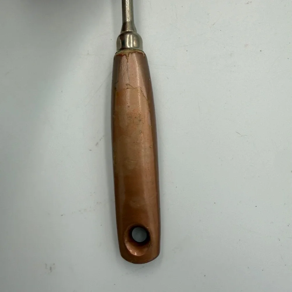 Vintage Ekco USA Stainless Serving Spoon Copper Handle Mid Century Kitchen Tool